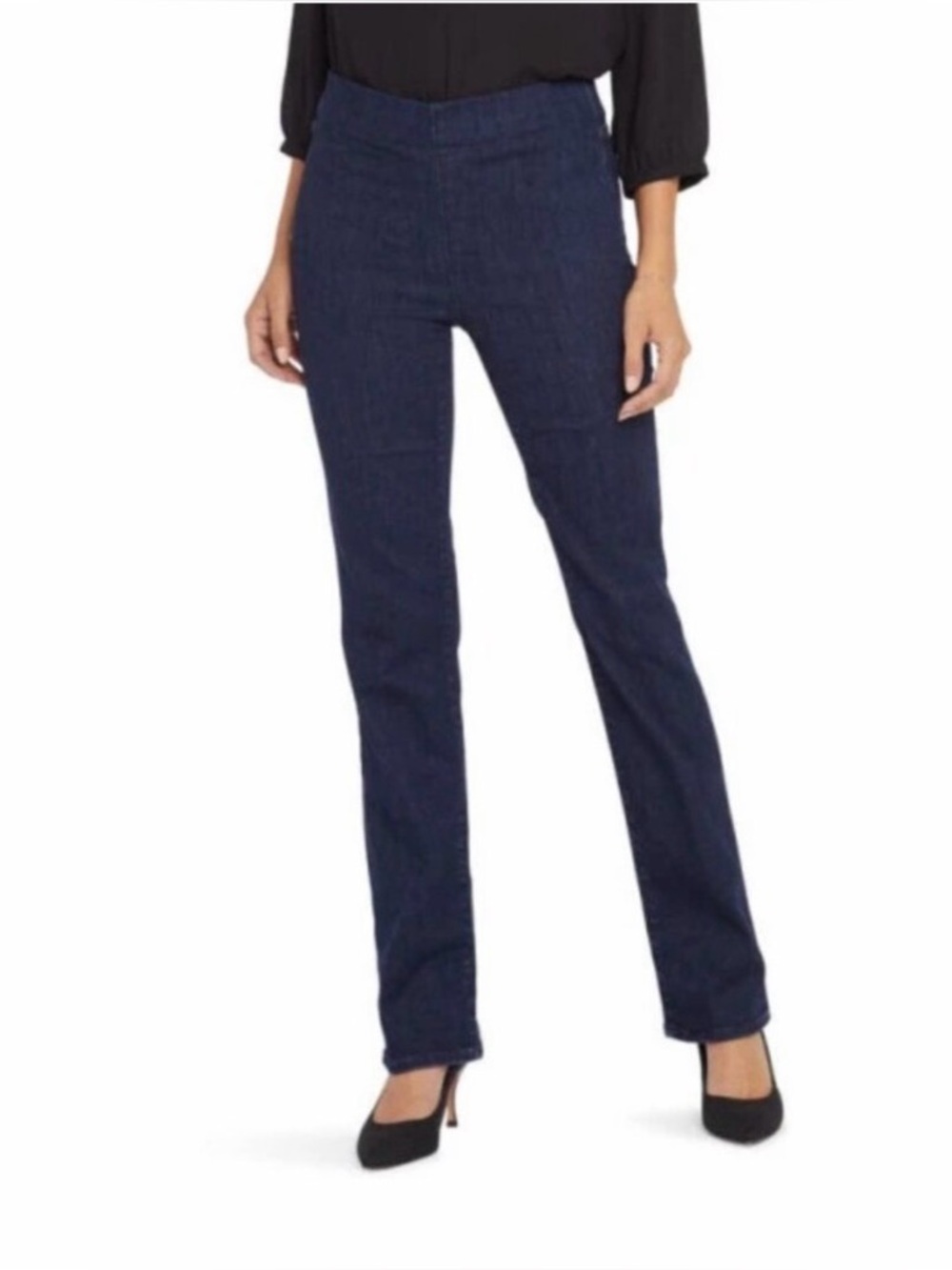 NYDJ Lift Tuck Pull-On Boot Cut Jeans Langley Dark Wash Stretch Size M (8-10)